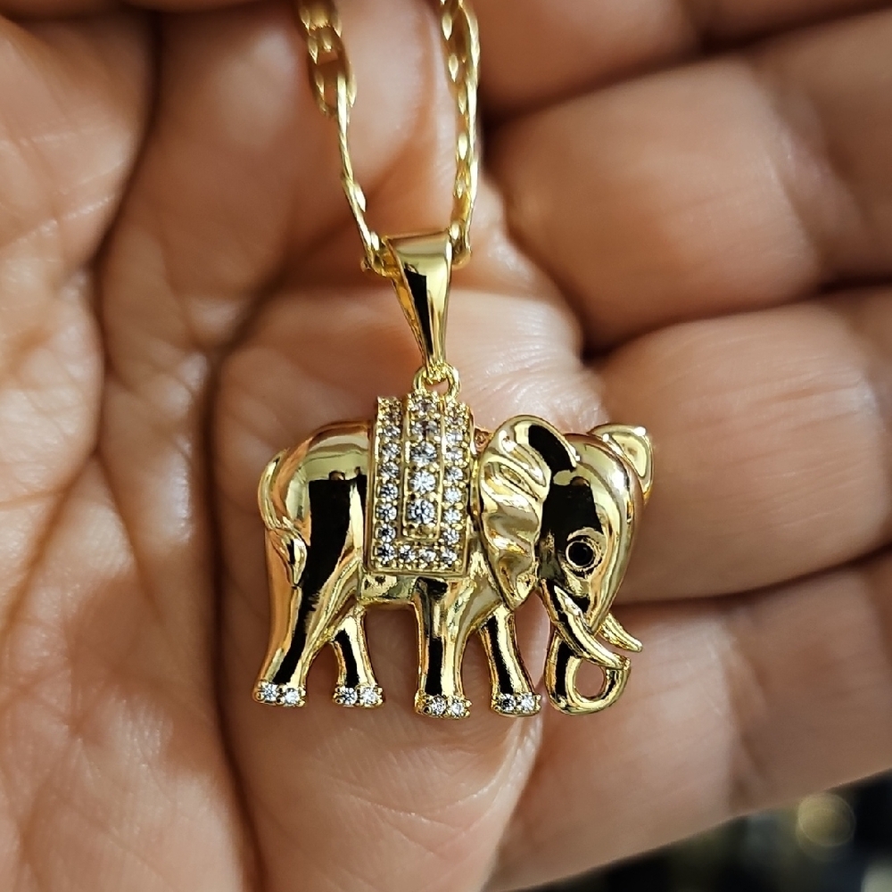 Gold Elephant Pendant Necklace